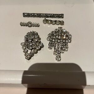 Five vintage pins. Some are rhinestone. One is marcasite